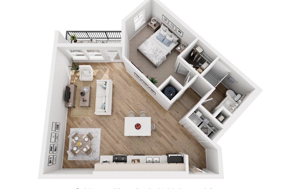 The Cooper - 1 bedroom floorplan layout with 1 bathroom and 843 square feet The Cooper - 1 bedroom floorplan layout with 1 bathroom and 843 square feet