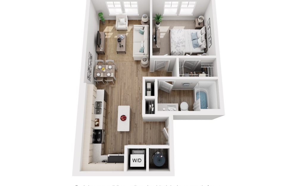 The Ashley - 1 bedroom floorplan layout with 1 bathroom and 660 square feet The Ashley - 1 bedroom floorplan layout with 1 bathroom and 660 square feet