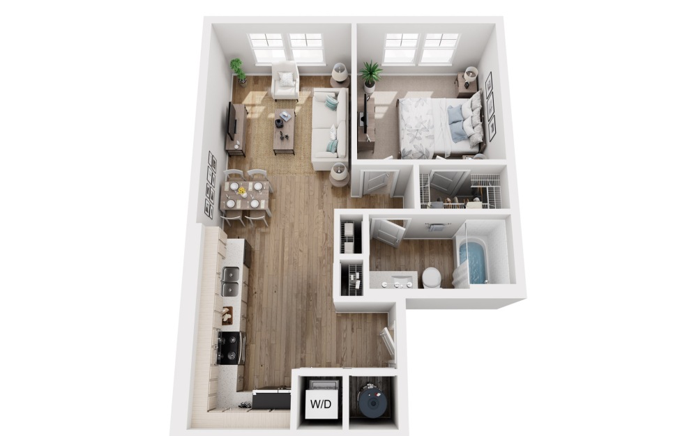 A3 - 1 bedroom floorplan layout with 1 bathroom and 660 square feet