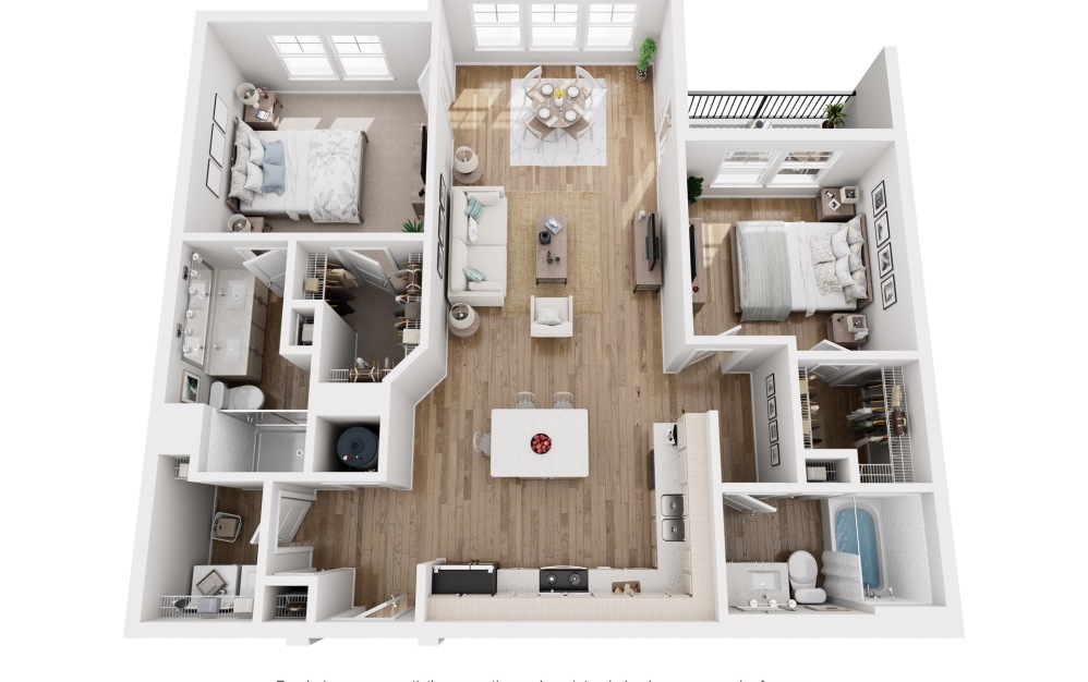 The Edisto - 2 bedroom floorplan layout with 2 bathrooms and 1111 square feet The Edisto - 2 bedroom floorplan layout with 2 bathrooms and 1111 square feet