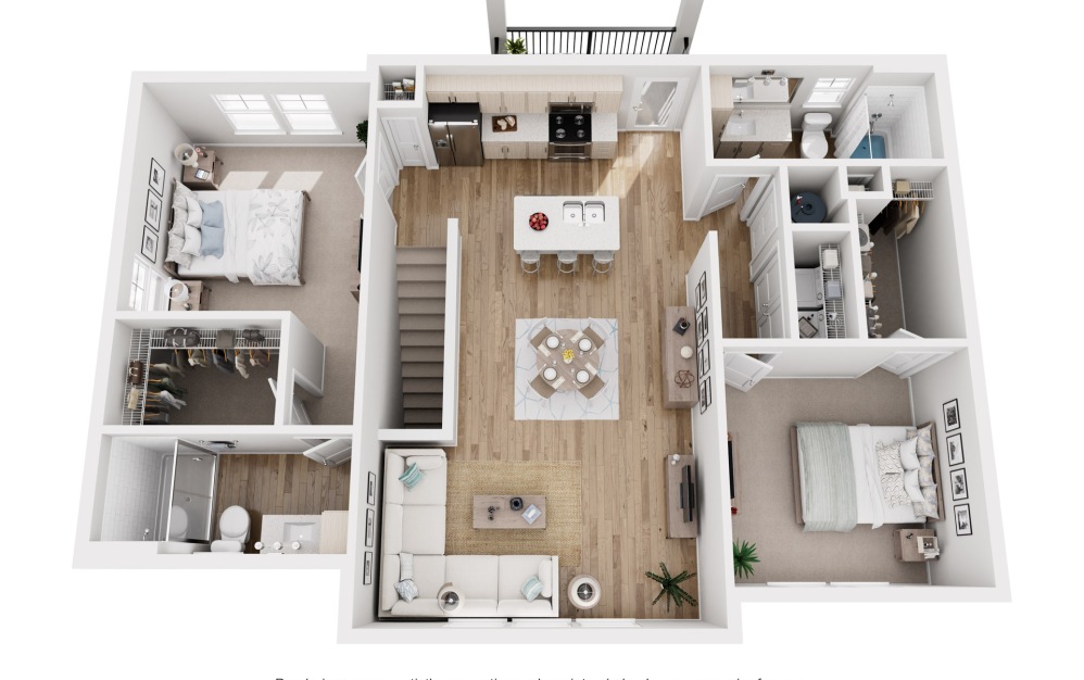 The Catawba - 2 bedroom floorplan layout with 2 bathrooms and 1213 square feet The Catawba - 2 bedroom floorplan layout with 2 bathrooms and 1213 square feet