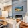 a living room with a large television